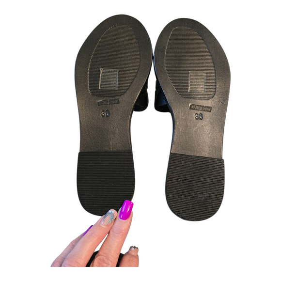 Chelsea Crew Tracy Studded Flats Womens Size 5 Black Open Toe Casual Office - Picture 9 of 11